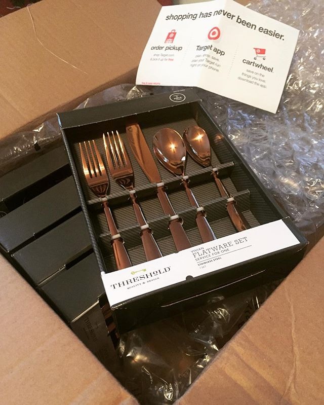 Vivian Flatware Set 5pc. Stainless Steel Rose Gold Threshold Target