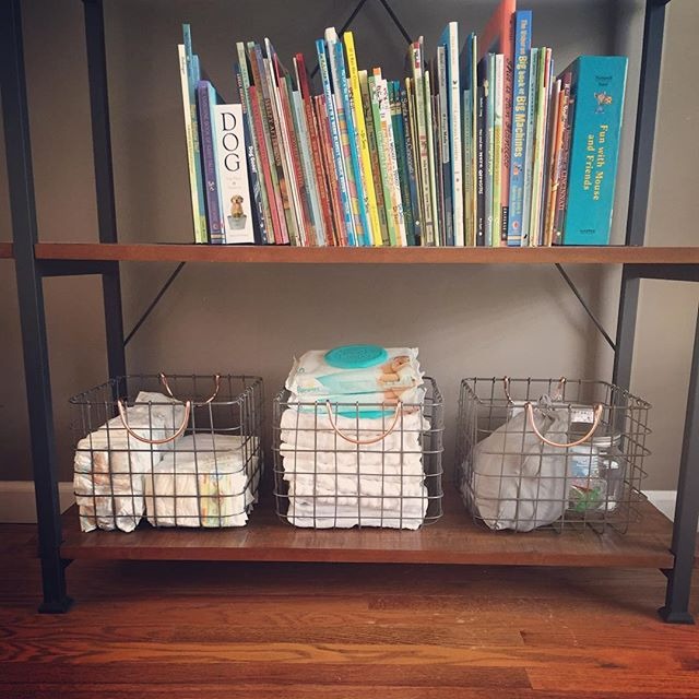 Small Milk Crate Wire Basket Antique Pewter with Copper Colored