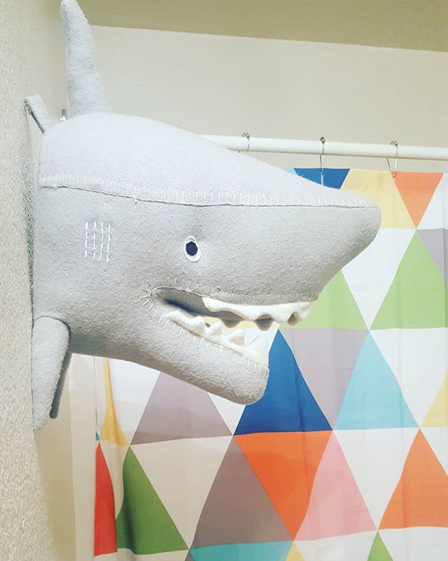stuffed shark head wall decor