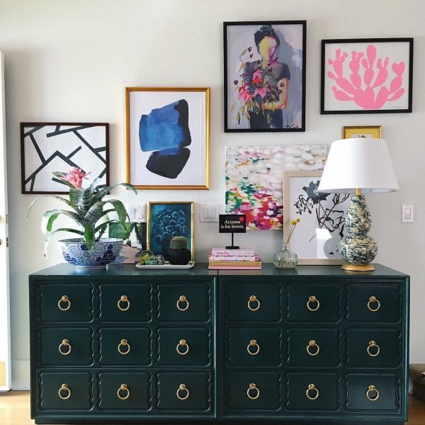 I'm reposting this shot to highlight my biggest design feat yet-hanging a gallery wall around 3 light switches! (Can you spy them?)