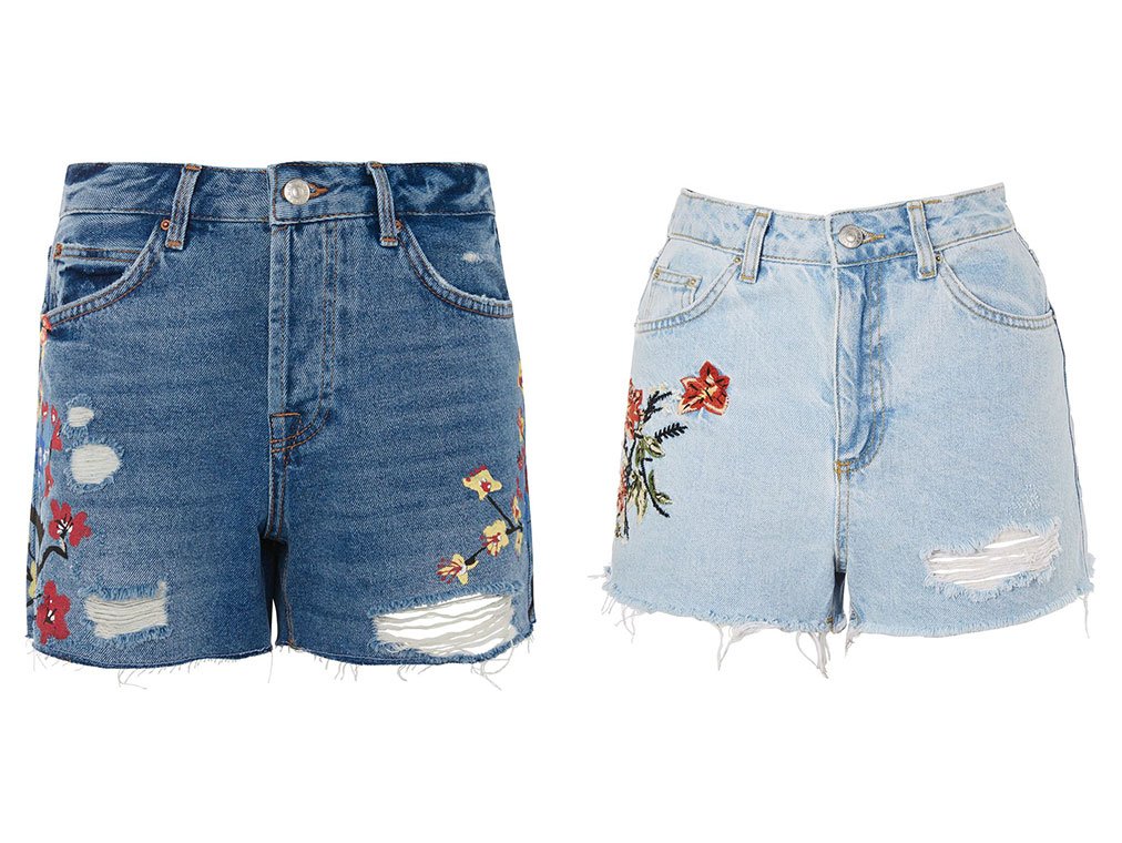 topshop low rise denim shorts