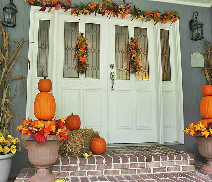 Pumpkin Topiaries DIY and Fall Front Door Decorations with Lowe's ...