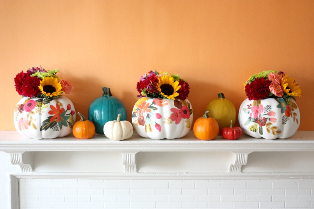 DIY Floral Pumpkin Vases | The Pretty Life Girls