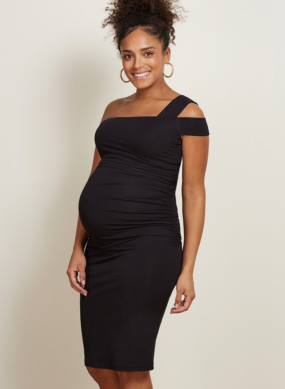 Isabella oliver one sales shoulder maternity dress