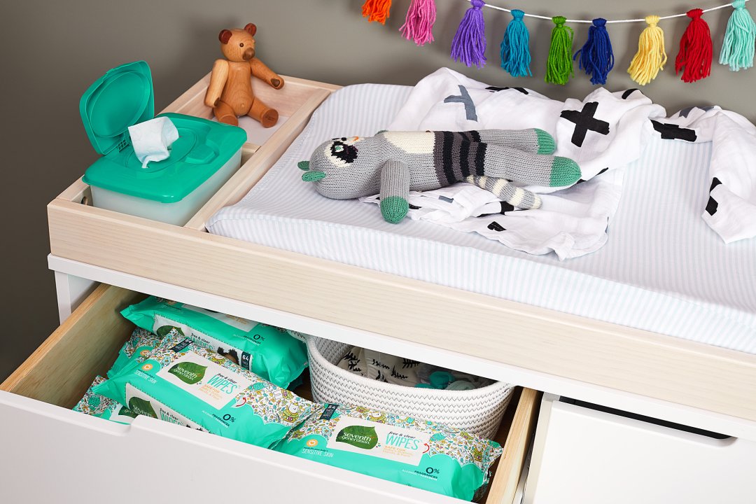 baby diapers in nursery