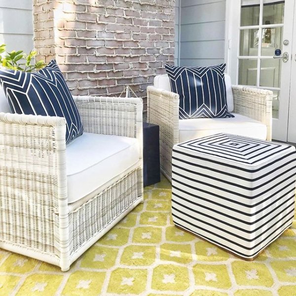 We added a little vignette and a pop of chartreuse to brighten up this once forgotten side deck. You pay for every inch of your home so live in it to the fullest. â¢furniture: @serenaandlily â¢rug: @annieselke