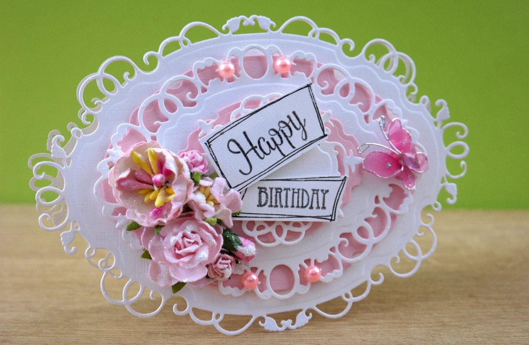 Decorative Floral Birthday Card - Spellbinders