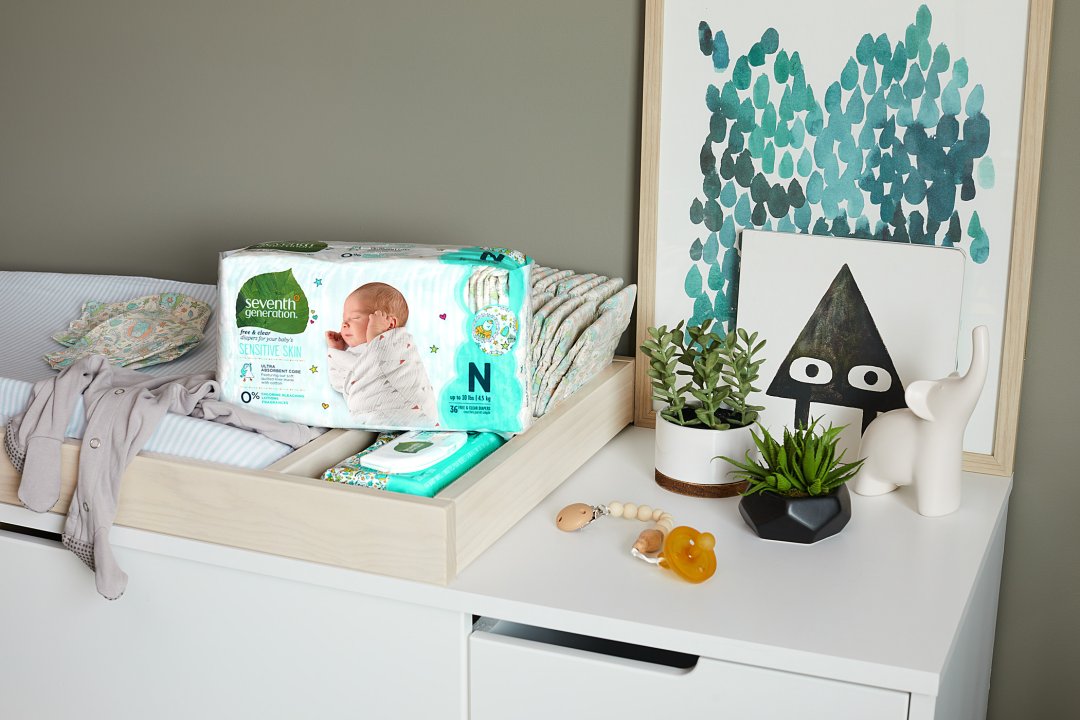 diapers on changing table