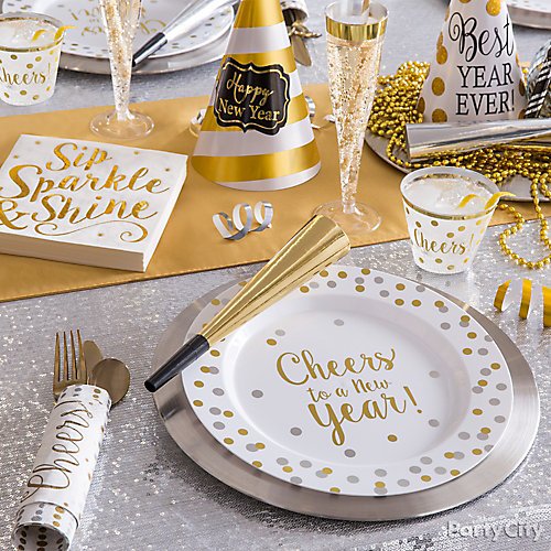 White And Gold New Year S Eve Party Ideas Party City