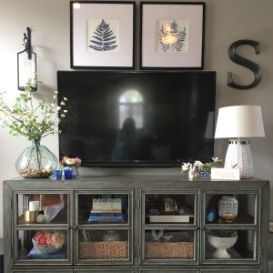 Lakewood Glass Media Console Pottery Barn