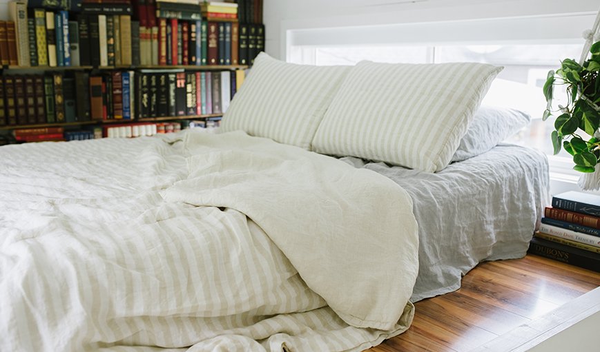 Curated image with Linen Sheet Set, Striped Linen Quilt, Striped Linen Sham Set