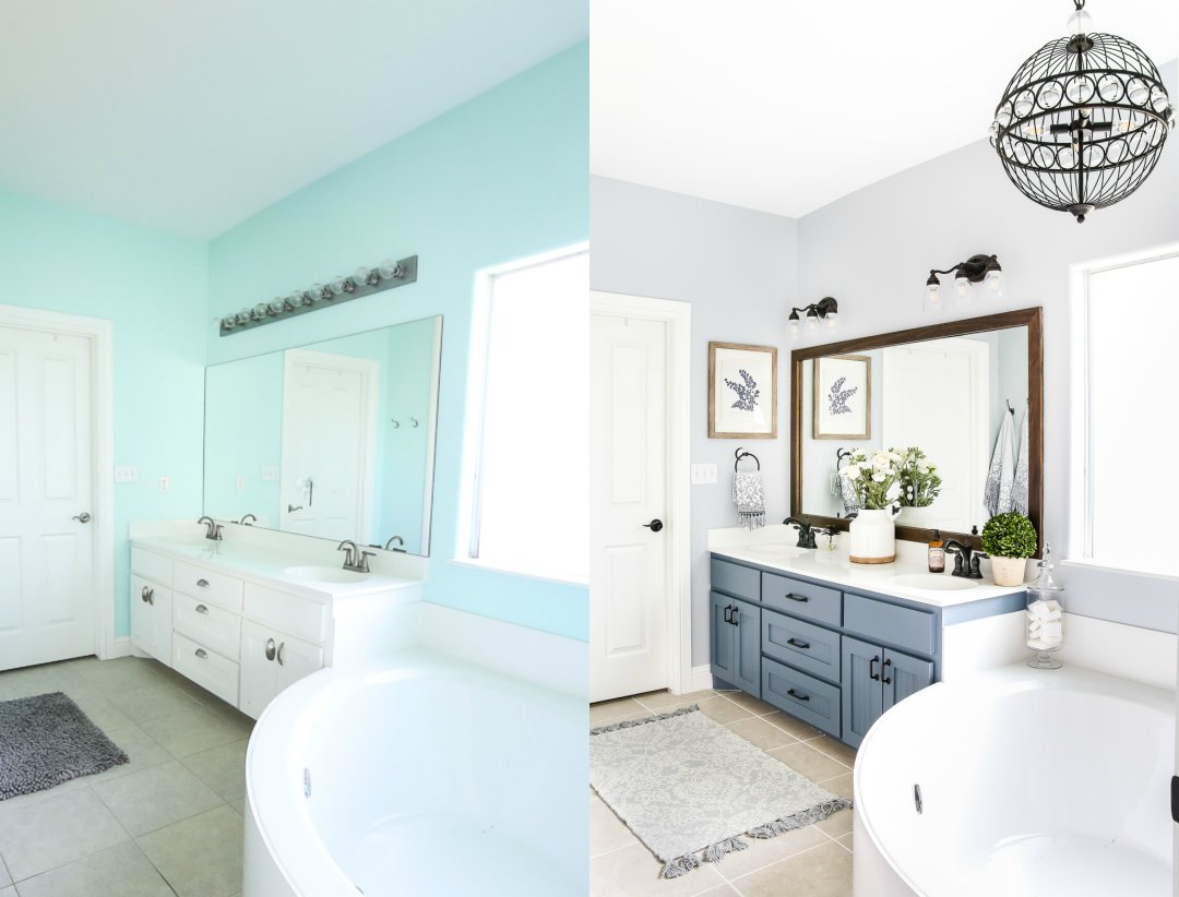 Lowe's Spring Makeover Bathroom Reveal | blesserhouse.com - A team of 6 DIYers take on a bathroom makeover in 48 hours to transform a plain, builder grade space to give it character and modern farmhouse charm.