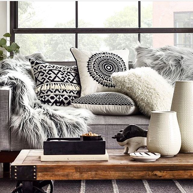 Black/White Throw Pillow Tassel - Threshold : Target