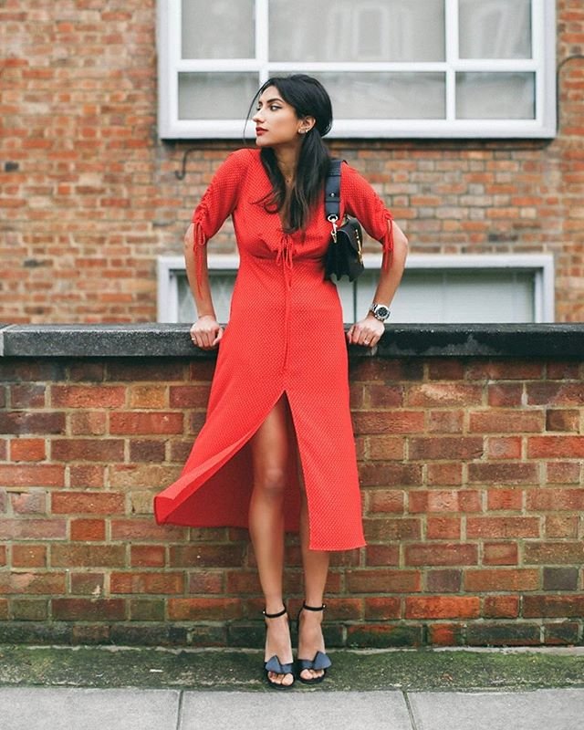 TOPSHOP - Red Spot Floral stretch-crepe tea dress | Selfridges.com