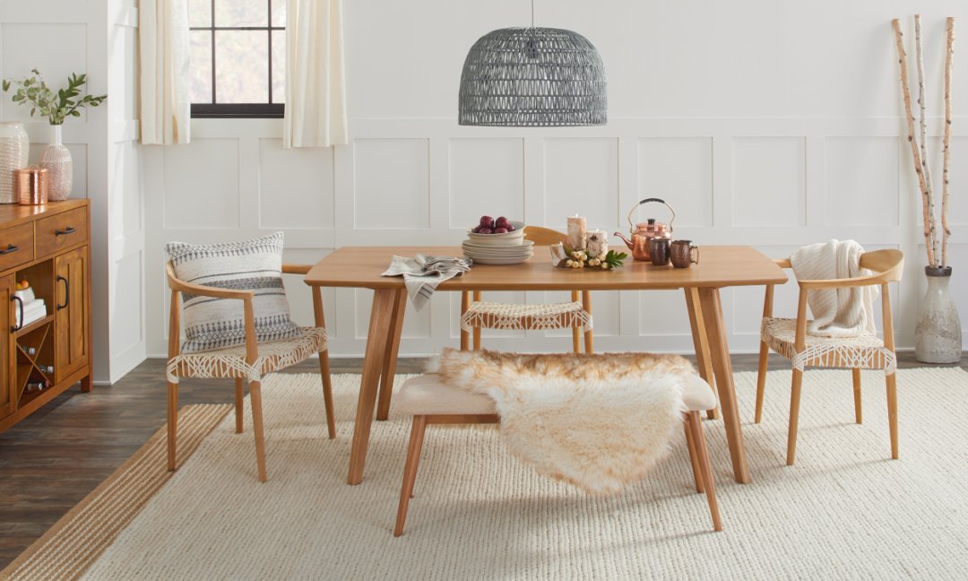 Cozy Hygge Home - Dining room styled with table and chairs for a gathering area