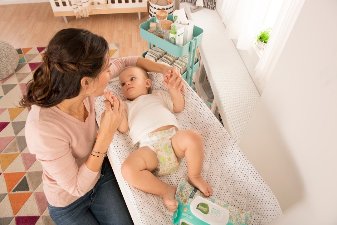 Woman with baby looking at each other