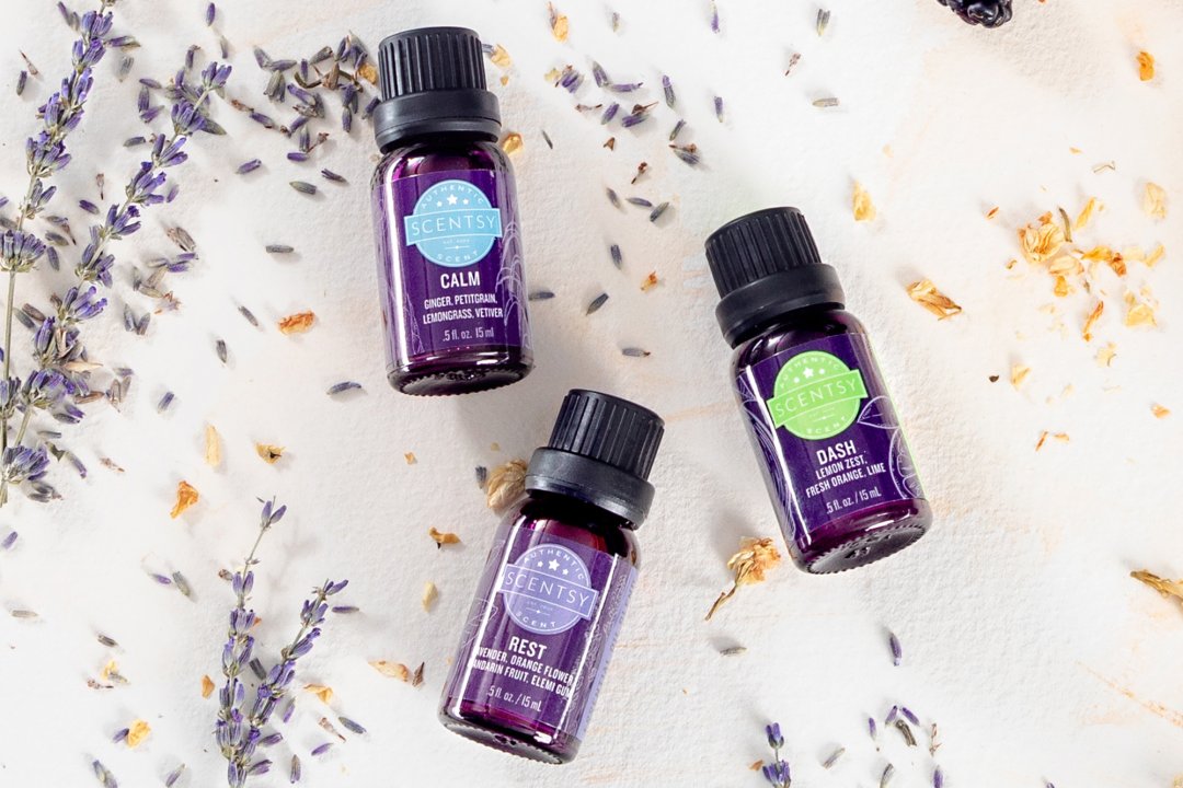 Three of our essential oils in our Calm, Rest and Dash scents perfect for wintertime at home