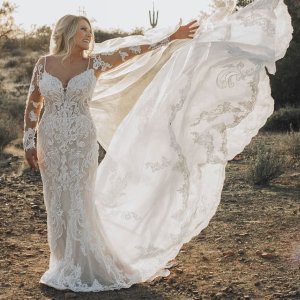 Beaded Fit And Flare Wedding Dress With Glitter Tulle Essense Of