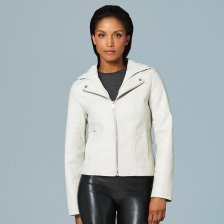 Shop Gallery Faux Leather Hooded Jacket and more