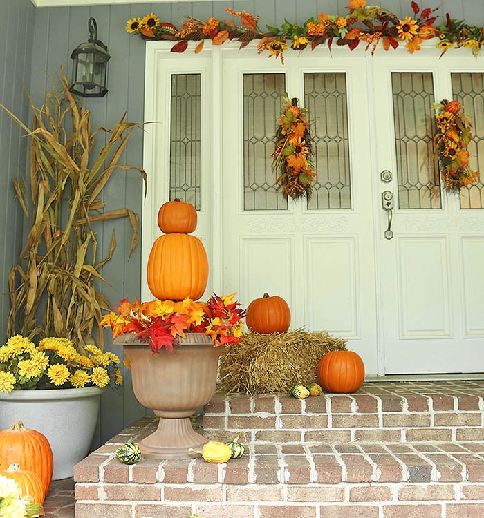 Pumpkin Topiaries DIY and Fall Front Door Decorations with Lowe's ...