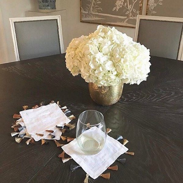 Because your nightcap deserves some tasseled flare. 💃 [Tap the link in our profiles to shop these cocktail napkins and more of our favorite tasseled pieces tonight #onOneKingsLane!] 📷: @ladolcevitablog #regram