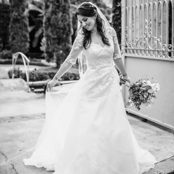 Style 6191 Organza And Satin A Line Gown With Illusion Sleeves