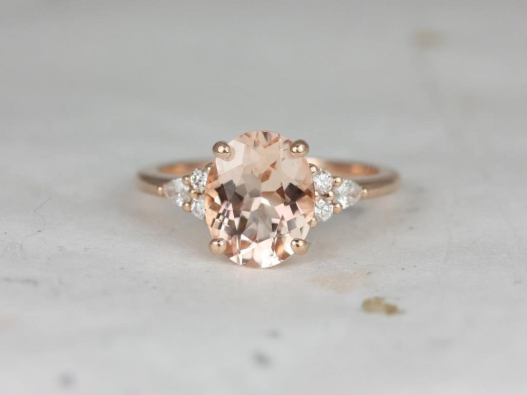 Peach champagne sapphire on sale engagement ring