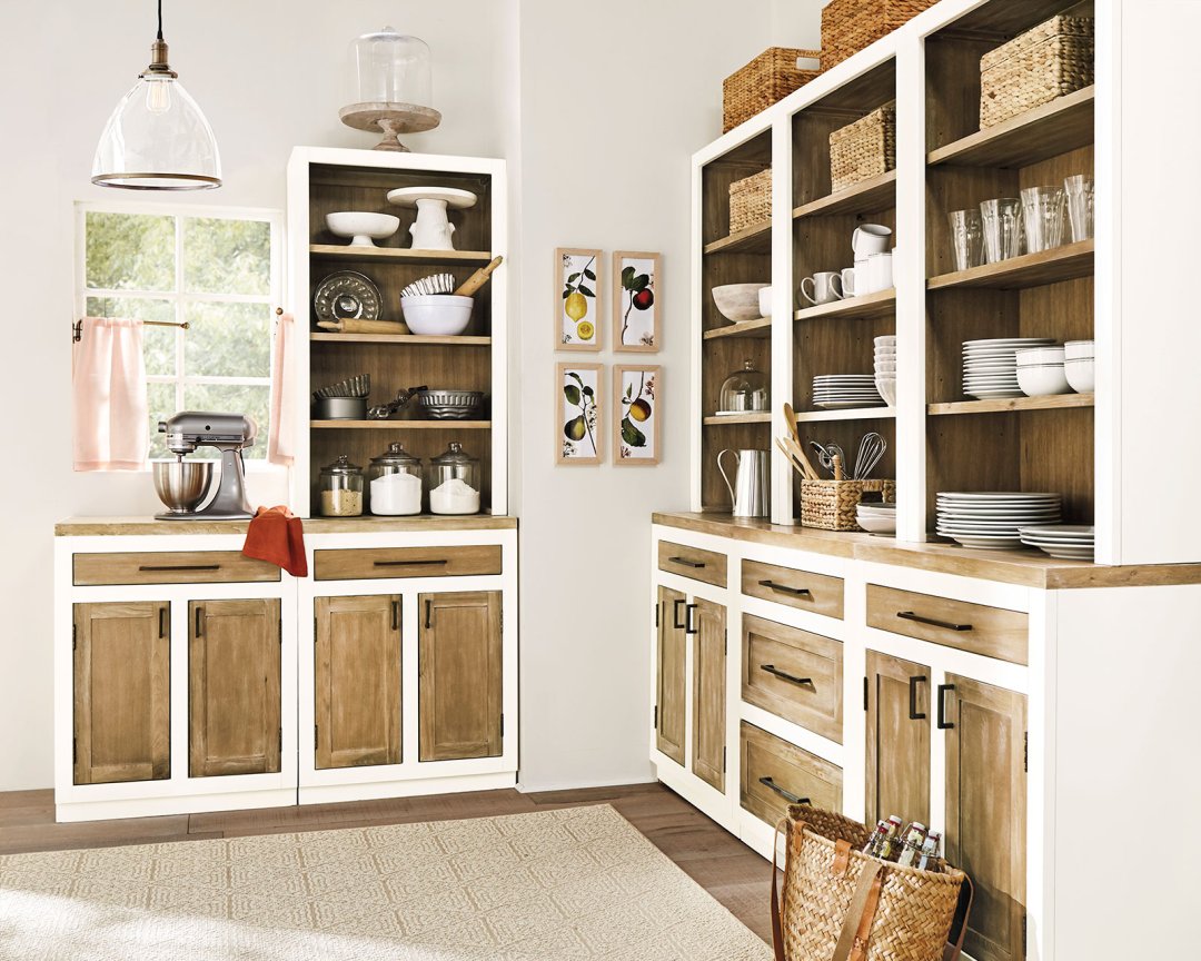 wood kitchen wall shelving