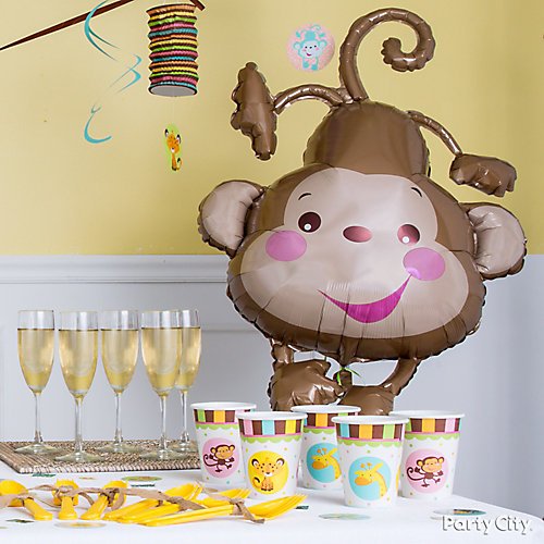 Curated image with Fisher-Price Monkey Baby Shower Balloon, Fisher-Price Jungle Baby Shower Swirl...