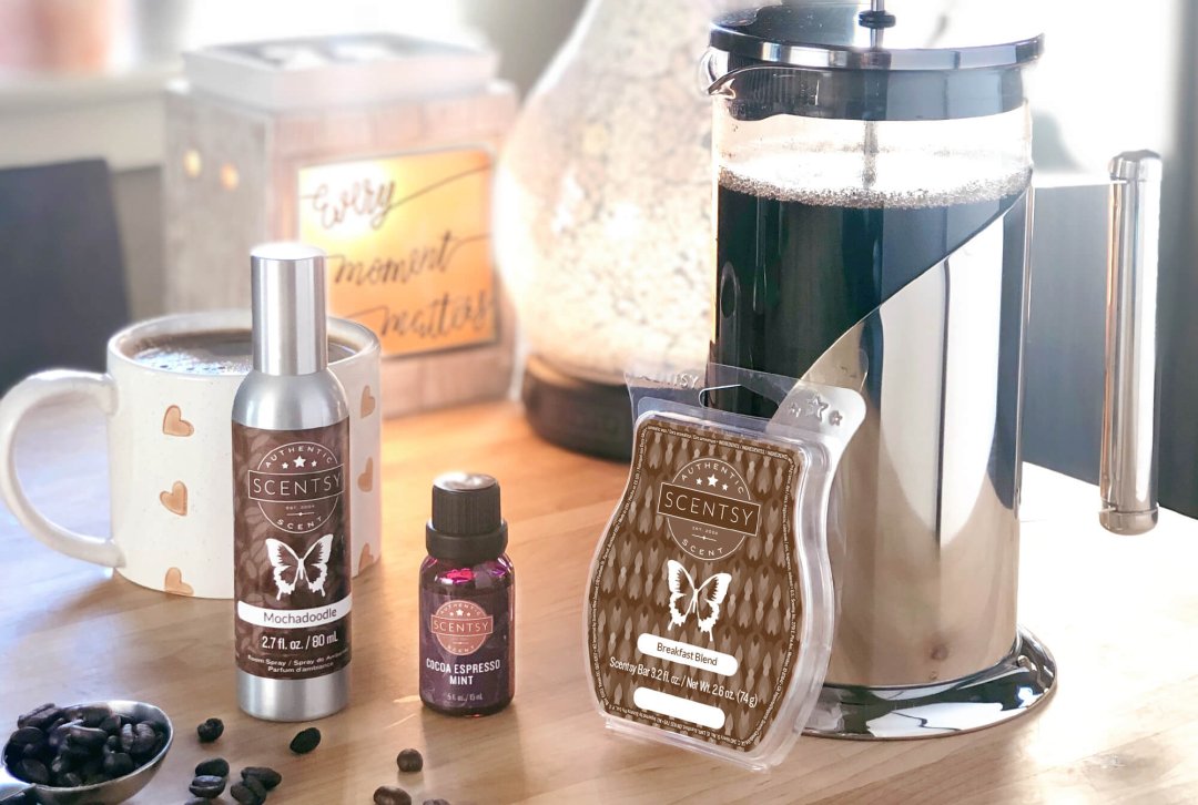Celebrate National Coffee day with our coffee scented products at Scentsy including room spray, essential oils and wax melts!